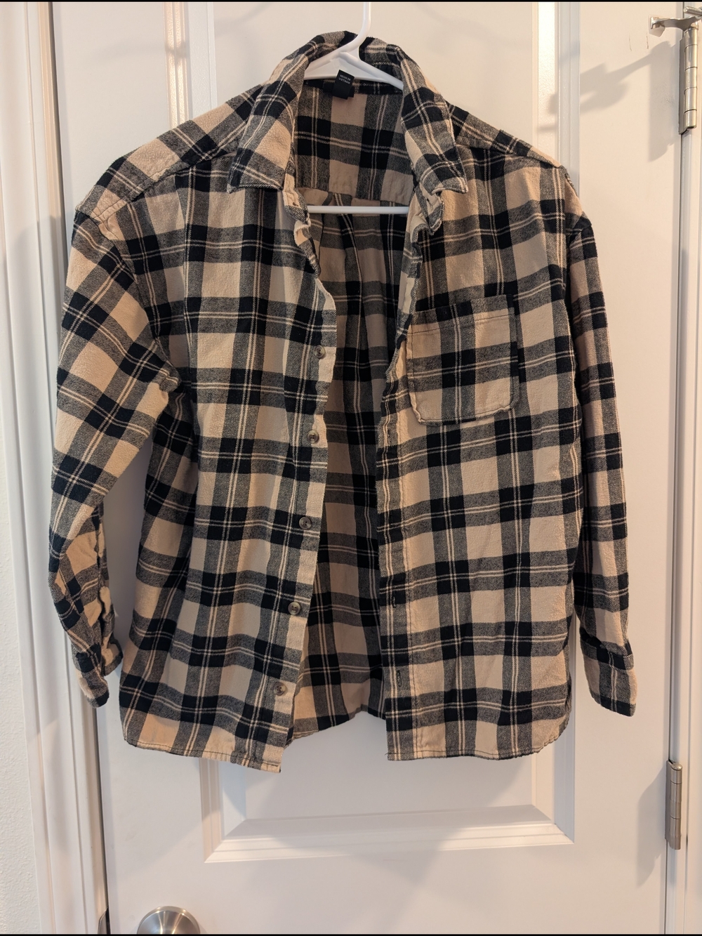 Kids Black & Cream Plaid Flannel Shirt